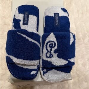 Burberry Navy and White Terry Slides new never used